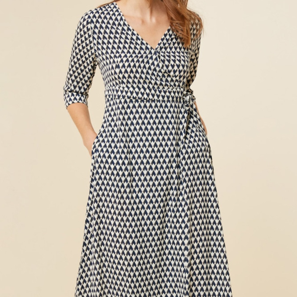low-high navy blue Wrap Dress